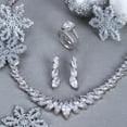 thumbnail image 6 of Bling Jewelry Womens Classic Marquise Leaf CZ Statement V Necklace Chandelier Earrings Jewelry Set, 6 of 7