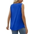 thumbnail image 3 of Camiseta sin mangas plisada para mujer, Color puro, elegante, transpirable, informal, de verano, sin mangas, 3 of 5
