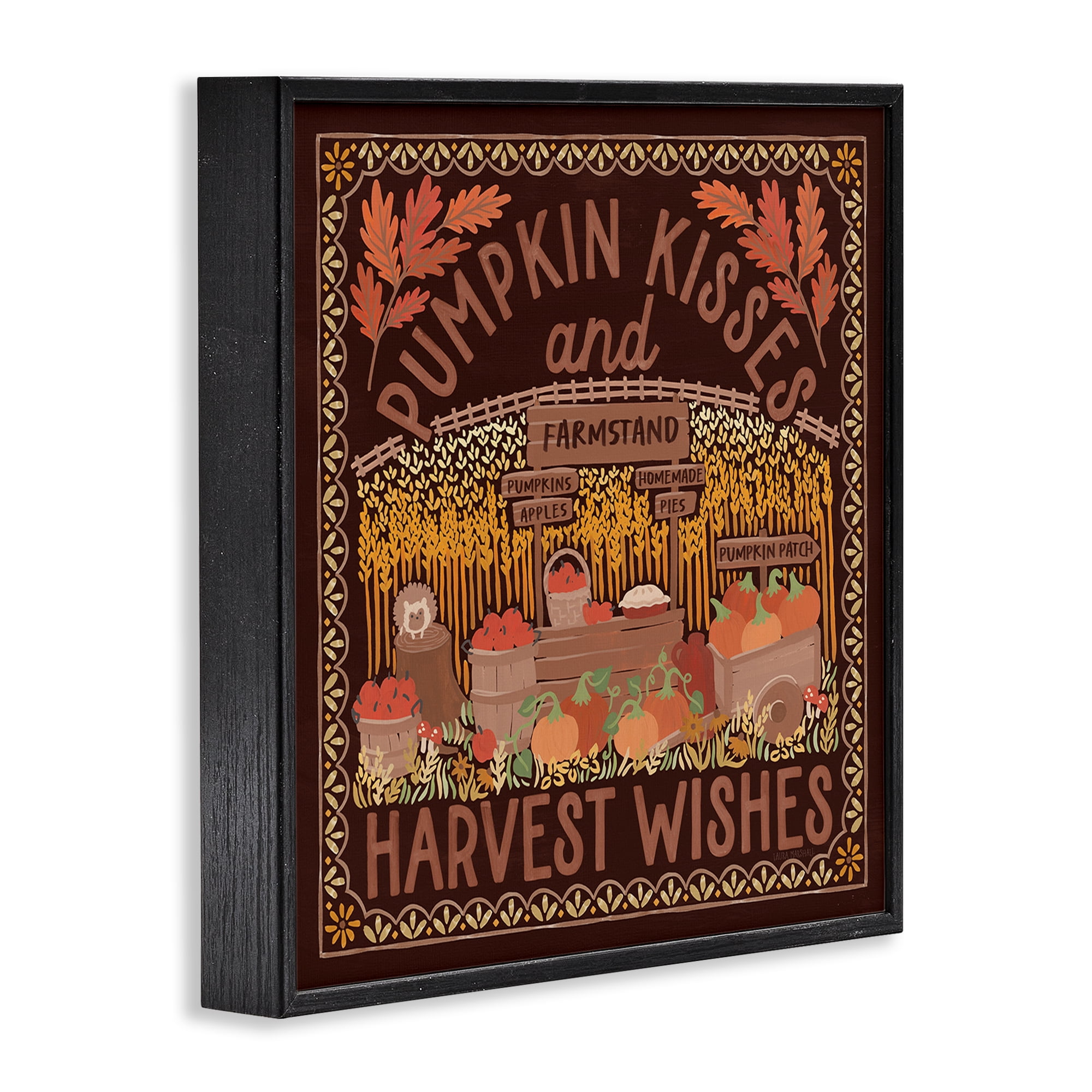 Stupell Industries Autumn Harvest Wishes Landscape Painting Black Framed Art Print Wall Art, 24 x 24