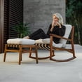 thumbnail image 3 of Grain Wood Furniture Solid Wood Mid Century Rocking Chair with Off-White Performance Boucle Cushions, 3 of 6