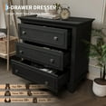 thumbnail image 5 of Rustic Black 3 Drawer Dresser, Wooden Chest of Drawers & Nightstand, Small Storage Cabinet for Bedroom Closet or Living Room, 5 of 7