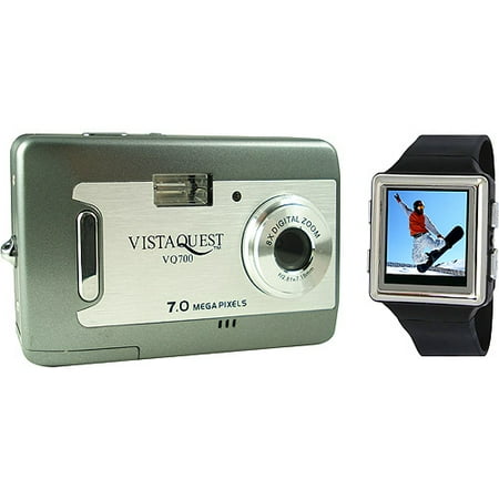 Vistaquest V700 Champagne 7 MP Digital Camera & 2.4 LCD, WristVu Black Digital Photo Watch
