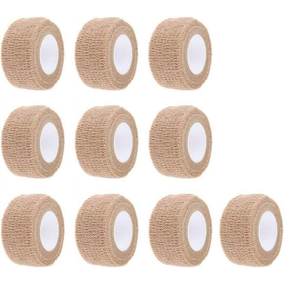 1 Inches X 5 Yards Self Adherent Cohesive Wrap Bandages Adhesive Wounds Strong Elastic First Aid Tape for Sport Wrist Ankle 10 Count