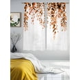 thumbnail image 3 of Orange Eucalyptus Sheer Curtains 63 Inch Length 2 Panels Set Window Treatments, Fall Weeping Botanical Leaf Watercolor Rod Pocket Semi Curtains for Living Room/Bedroom/Kitchen Décor, 104"W x 63"L, 3 of 7