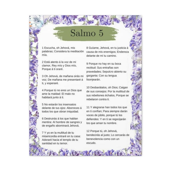 Salmo 5 Impresion De Arte Crist en la Pared Lista Para Colgar in Spanish Ready to Hang Bible Canvas Unframed