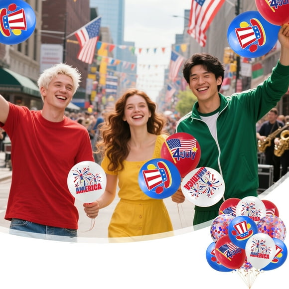 10 globos para el 4 de julio | Decoraciones para fiestas del Día de la Independencia | Globos inflables de goma multicolor de 30 cm | Artículos para celebraciones festivas | Decoración para eventos