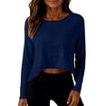 thumbnail image 1 of TaTaai Women's Casual Crew Neck Long Sleeve Sun Protection Tops Solid Color Workout Shirts Fashion Comfortable Lightweight Blouses for Spring Summer Outdoor Gift, 1 of 8