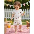 thumbnail image 6 of BemeyourBBs Toddler Baby Girl Summer Clothes Strawberry Outfits Cute Print Crew Neck Short Sleeve T-Shirts Elastic Waist Shorts Set 2Pcs Toddler Girls Summer Outfit, 6 of 9