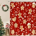 thumbnail image 4 of Christmas Shower Curtain Cookies House Cute Snowflake Winter Holiday Happy New Year Bath Curtain with Hook, 4 of 4