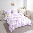 thumbnail image 3 of jejeloiu Cartoon Bowtie Bow Bedding Comforter Set 7 Pieces,Kawaii Halloween Ghost Full Bedding Set,Gradient Purple White Fitted Sheet Flat Sheet For Girl,Microfiber Room Decor Reversible, 3 of 8