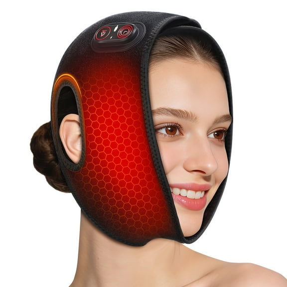 Cordless Face Heating Pad for Jaw Relief, 5000mAh Wearable Heating Pad with 3 Heat and 3 Time Settings, Ear-Friendly Openings, Heated Wrap Face Mask for Jaw, Wisdom Teeth