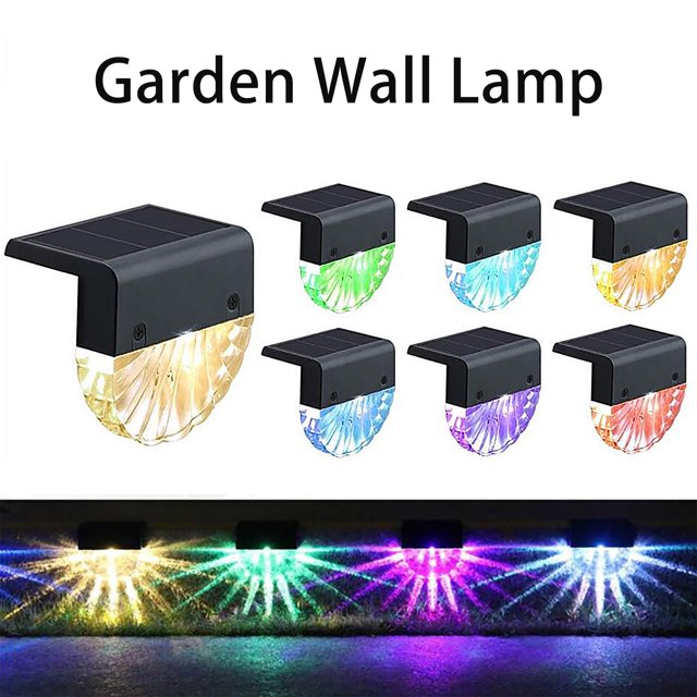 Lámpara de pared para exteriores Solar Staircase Light | LED alimentado por energía solar | Cambio de color blanco cálido o RGB | Encendido/apagado automático fotosensible | IP65 a prueba de agua