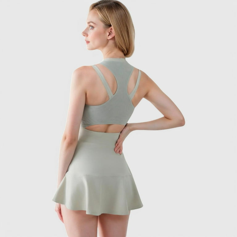 Feinuhan Women's Racerback Flowy Athletic Dress - Large, Off White