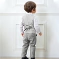 thumbnail image 5 of Scyoekwg Kids Toddler Boys Clothes Comfy Solid Color Long Sleeve Button Lapel Shirts Tank Tops Long Suit Pants Three Piece Set, Gray, 5-6 Years, 5 of 6