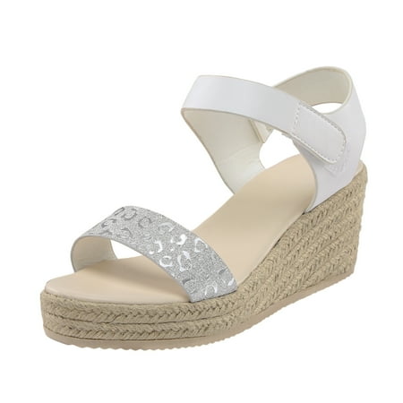

XINSHIDE Sandals For Female Summer Wedge Sandals Open Toe Linen Sole Wedge Sandals Rome Shoes Fashion Shoes
