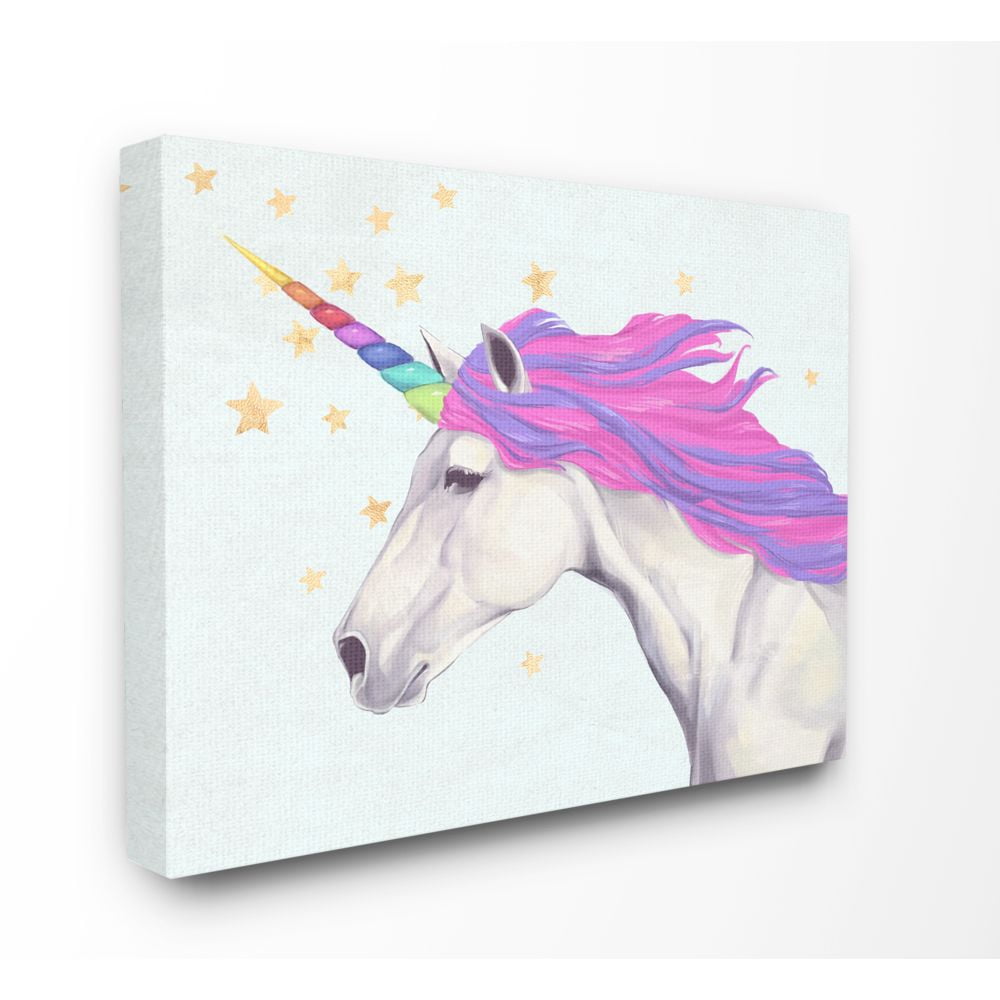 The Kids Room by Stupell Gold Star Rainbow Unicorn Painting Canvas Wall Art by Ziwei Li