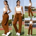 thumbnail image 4 of XuJwPNcy Women Baggy Sweatpants Fall Wide Leg Drawstring Workout Pants Classic Regular Fit Trousers with Pockets(Brown,Small), 4 of 6