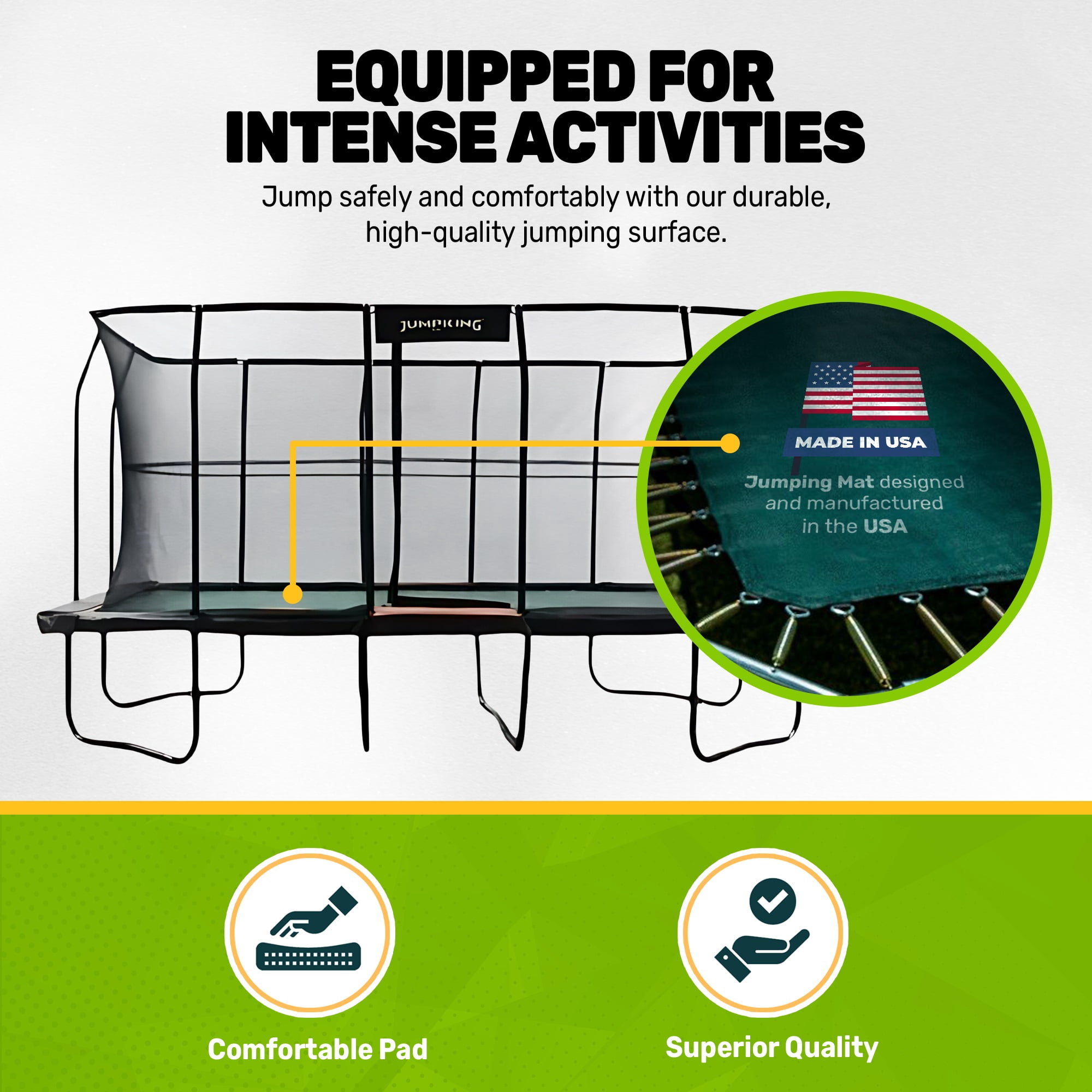 JumpKing 10’x18’ Rectangular Trampoline with 2 Basketball Hoops