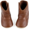 thumbnail image 6 of Leather Western Wide Boots Cowboy Bootie Soft Sole Non-Slip Crib Shoes for Baby Infant Toddler Girls Boys Newborn, 6 of 6