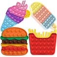 thumbnail image 1 of Juguetes antiestrés Fidget Pop Popper Push para autismo, necesidades especiales, alivio del estrés de silicona, alivio de la presión, apriétalo para niñas y niños (hamburguesa, papas fritas, helado), 1 of 5