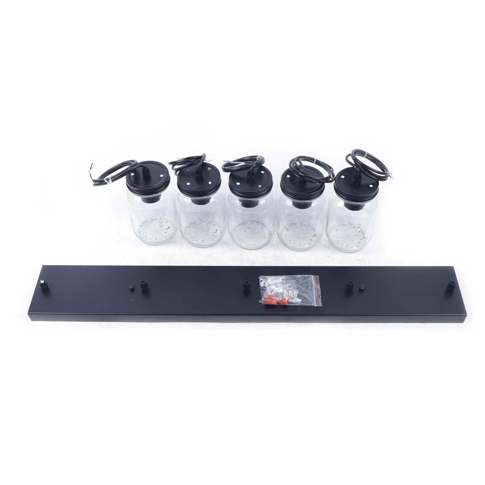 TFCFL 5 Lights Farmhouse Kitchen Island Pendant Light Chandelier Ceiling Hanging 
Lamp Fixture Black