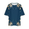 thumbnail image 5 of Women's Plus Size Graphic Tees Summer Loose Raglan Sleeve Crewneck Floral Print T-Shirts Drop Shoulder Trendy Casual Tops 4-18, Navy, XXL, 5 of 6