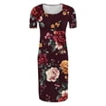 thumbnail image 4 of Taqqpue Robe de Maternité pour Femmes à Manches Courtes, Col Rond, Moulante, Invitée de Mariage, Grossesse, Imprimée, Ajustée, Extensible, Vêtements de Maternité, Été, Bohème, Séance Photo de Baby Shower, 4 of 6
