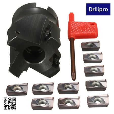 Face Mill Inserts - 4 Flute 400R-50mm-22 Face Right Angle End Mill Flat Cutter With 10pcs APMT1604 Carbide Inserts