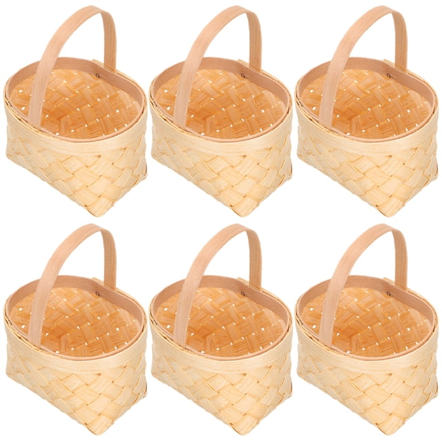 6 mini cestas tejidas con asas, cestas de dulces de mano, cestas para golosinas de fiesta