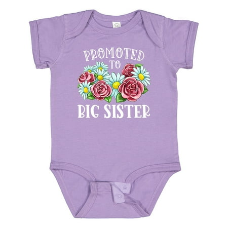 

Inktastic Promoted to Big Sister with Flowers Gift Baby Girl Bodysuit