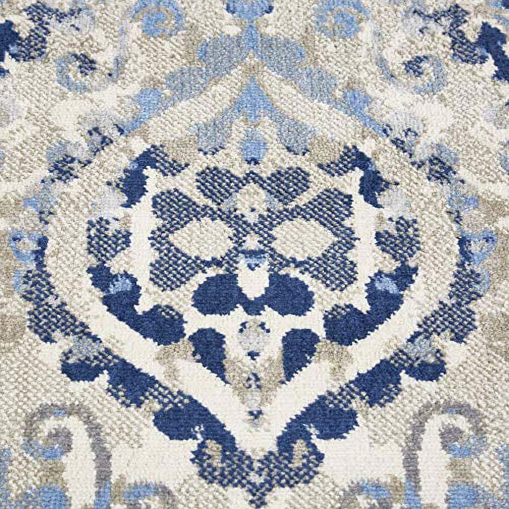 Home Dynamix Melrose Audrey Moroccan Ogee Damask Runner Area Rug, Ivory/Blue, 1'8"x7'2"