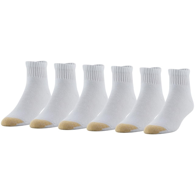 Calcetines GOLDTOE 656P de algodón, tobilleros deportivos, 6 pares, blancos, talla L