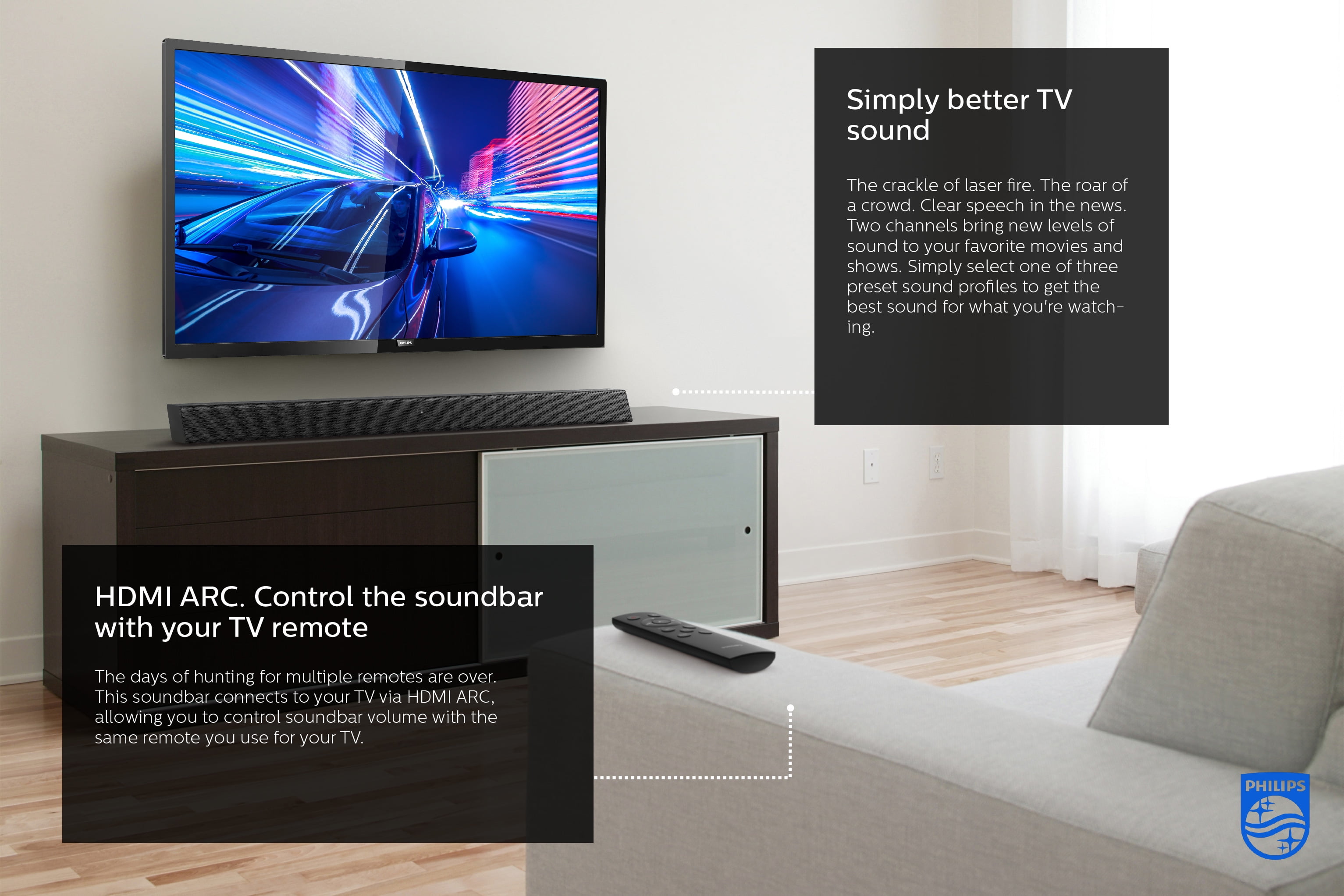 Philips Brandclub Philips B5105 2.0 Channel Soundbar Speaker with HDMI ARC
