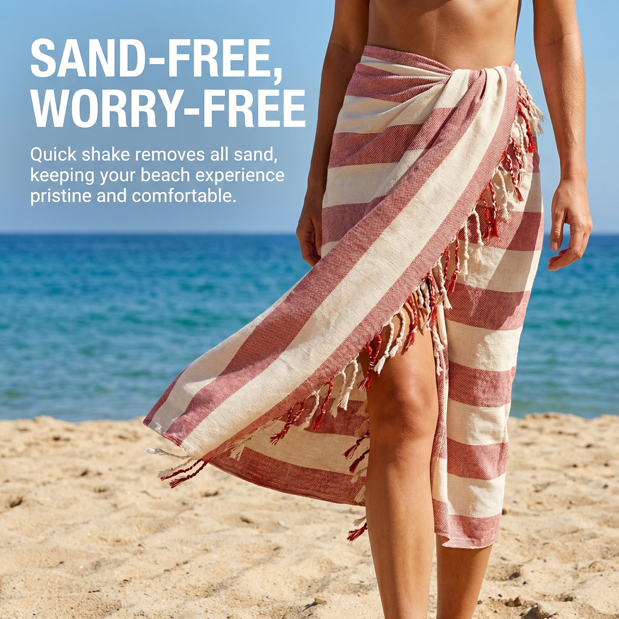 Unique Bargains Stripe Lightweight Absorbent Quick Dry Beach Towel Red 71" x 40"