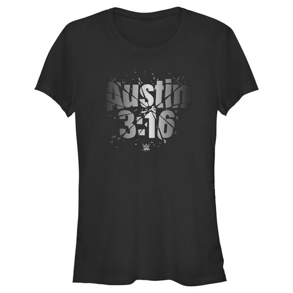 Junior's WWE Austin 3:16 Shattered Logo Graphic Tee Black X Large