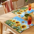 thumbnail image 4 of Yellow Sunflower Placemats Set of 8 Spring Floral Leaves Butterfly Pastoral Place Mats Indoor Wipeable Table Mats Washable Cloth Dining Table Placemats for Kitchen Holiday Party Home Decor 13x19 Inch, 4 of 9