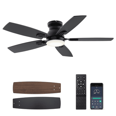 SUNMORY 42" Ceiling Fans with Lights and Remote & App Contorl, Low Profile Ceiling Fan with Light, Reversible, Queit 6 Speeds, Stepless Dimmable, Flush Mount Ceiling Fan for Bedroom Indoor or Outdoor