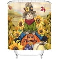 thumbnail image 4 of Autumn Harvest Scarecrow Shower Curtain Sets, Fall Rustic Thanksgiving Pumpkin Sunflowers Bathroom Decoration 70x70 Inch with 12 Hooks, 4 of 6