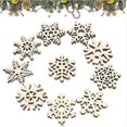 thumbnail image 1 of 50 piezas de adornos navideños de madera con estampado de copos de nieve, 1 of 5