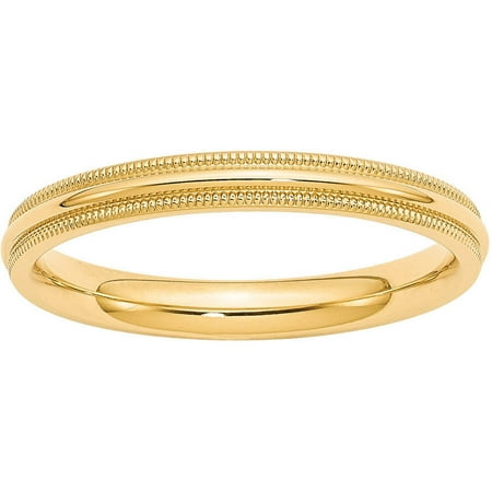 14KY 3mm Milgrain Comfort Fit Band Size 7