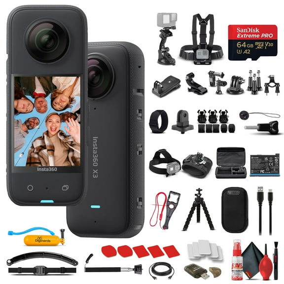 Insta360 X3 - Waterproof 360 Camera   50-in-1 Accessory Kit   64GB Card   More