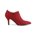 thumbnail image 3 of BLISSFUL STEP Women's Pointed Toe Bow Decor Stiletto Heel Ankle Boots Red 7, 3 of 8