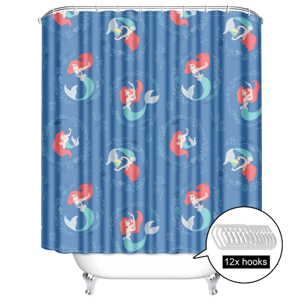 Little Mermaid Ariel Shower Curtain with 12 Hooks for Bathroom Decor