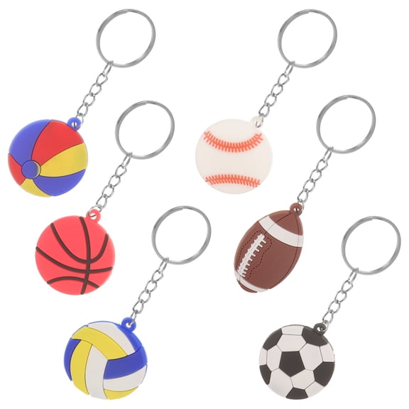 Raindrops Portable Sports Ball Keychain Metal 6Pcs