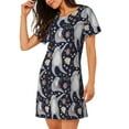 thumbnail image 2 of Fotbe Sloths Dancing Pattern Women's Cotton Nightgown Sleepwear Short Sleeves Shirt Casual Print Sleepdress, 2 of 6