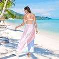 thumbnail image 7 of FORMRS Womens Long Sarong Beach Wrap Semi-Sheer Bikini Skirt Bathing Swimsuit Cover Up, Abstract Blue, 7 of 7
