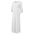 thumbnail image 3 of Frontwalk Casual Women Solid Color Oversize Maxi Dress Cotton Linen Long Shirt Kaftan Dress White S, 3 of 5