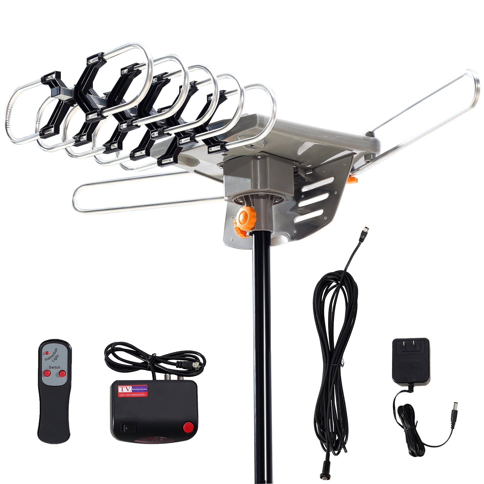 1080P Outdoor HDTV TV Antenna Amplified Motorized HD 36dB UHF VHF FM