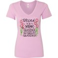 thumbnail image 3 of Inktastic Blessed to Be a Mom, Grandma, and Great Grandma Pink Flowers Women's V-Neck T-Shirt, 3 of 5
