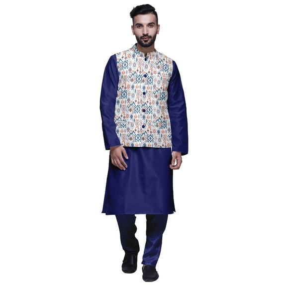 Atasi Traditional Mens Dupion Silk Kurta Pajama Set With Nehru Jacket Men Wear